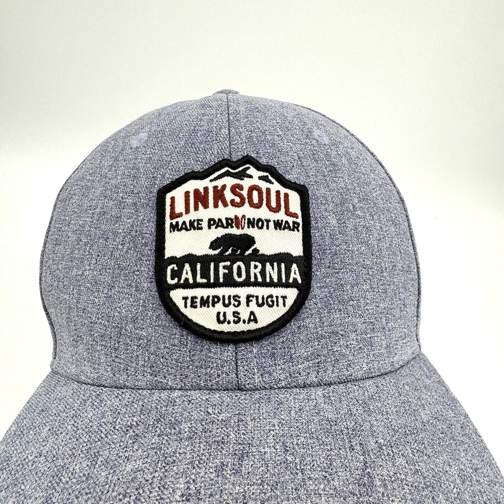 Linksoul  Hat Ball Cap Gray Black Adjustable Snapback Patch Logo Golf